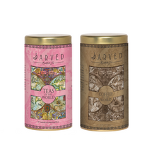Jarved Teas and Coffee of The World Gift Set-15 Teas from 10+ countries | Columbian Arabica Instant Coffee | Set of 2 Tin Boxes | 150g Each